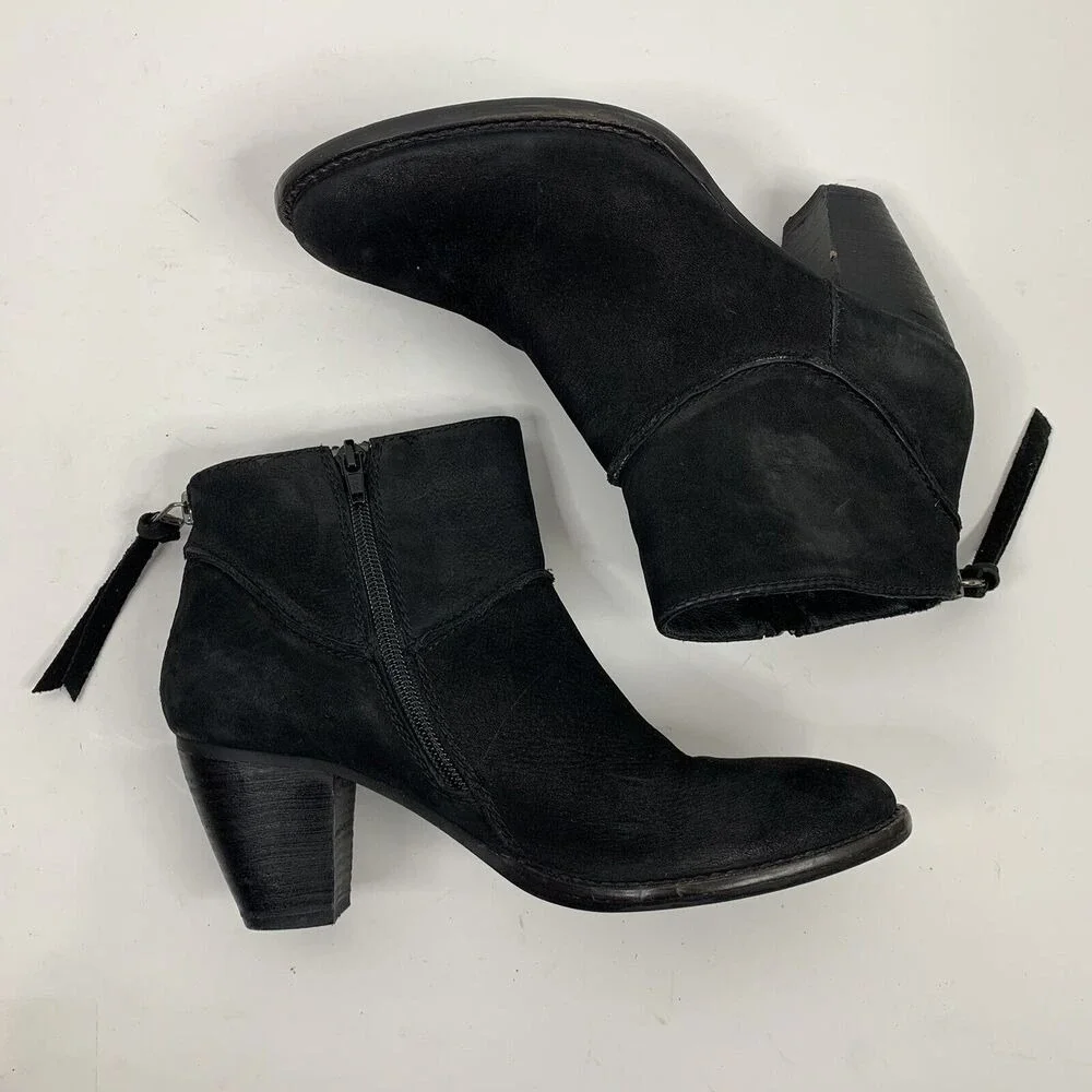 Steven Steve Madden Size 7 Ankle‎ Boot Bootie Wesley Black Nubuck Suede Leather